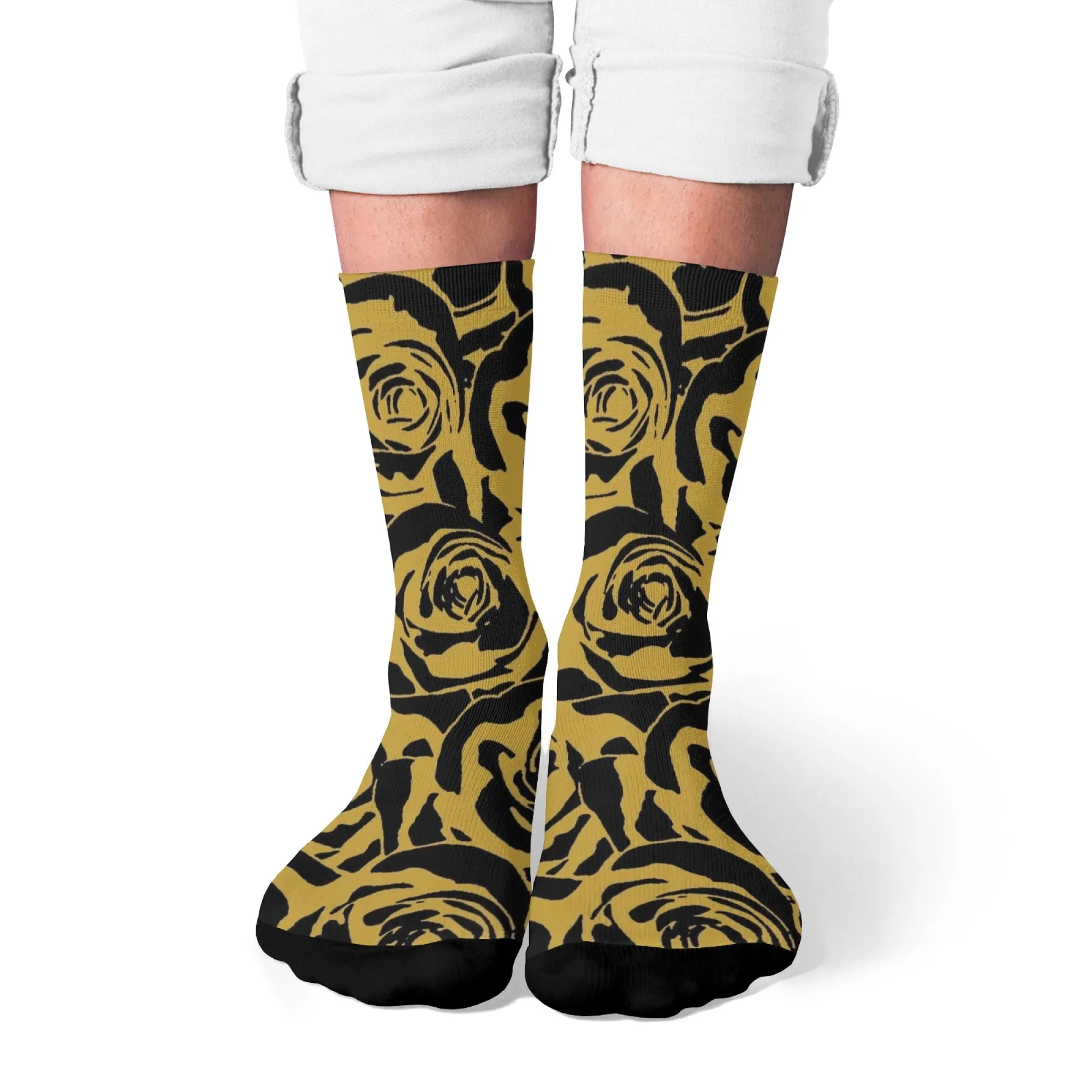 

Художественные ретро роскошные золотые розовые носки с розовыми деталями и унисекс теплыми эластичными носками для повседневной повседневной носки и художественных коллекционеров