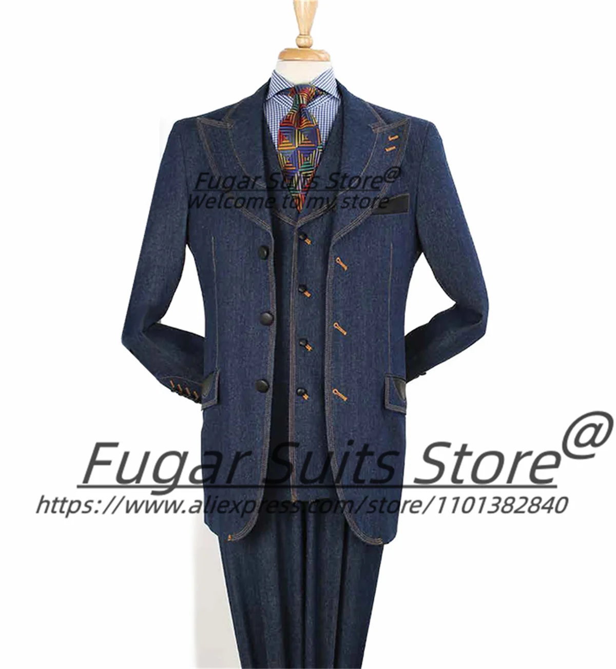 Costumes de Cowboy Homme Élégants et de Haute Qualité, Sur Mesure, Coupe Slim, Revers Pointus, pour 
