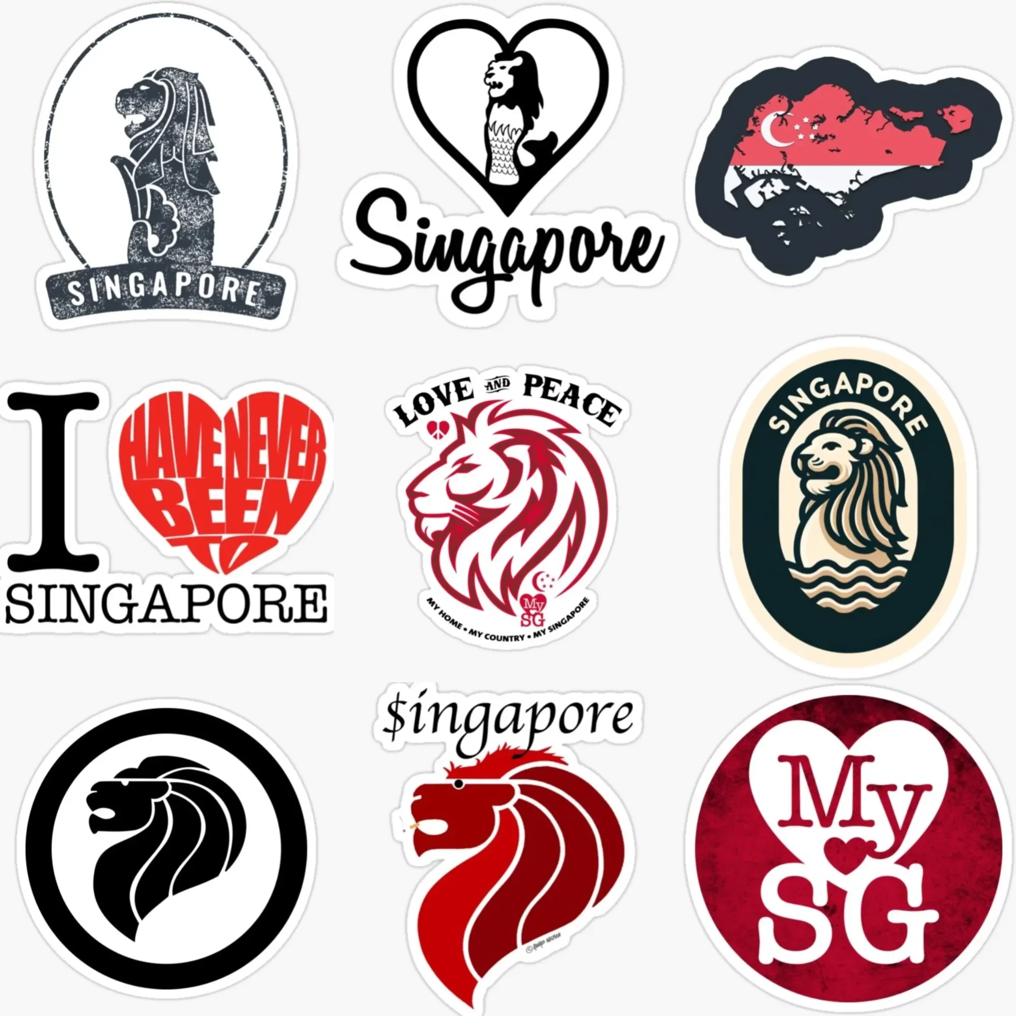 

Singapore SG Flag Map Merlion Emblem Creative PVC Sticker for Decorate Car Van Truck Helmet Window Wall Fridge Decal Accessorie