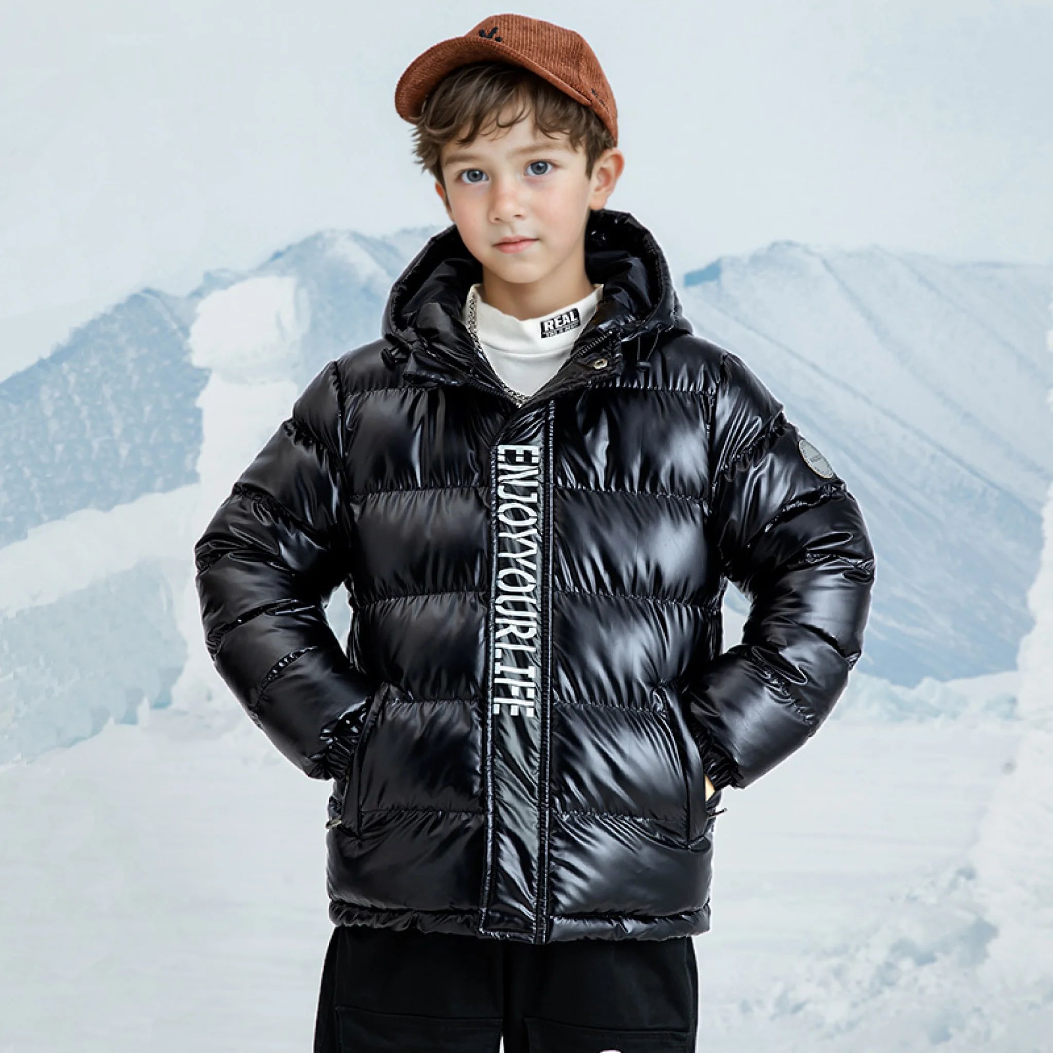 

Boys Windproof Waterproof Padded Outwear Children Outdoor Garment 6-18Y Teenager Kids Winter Thick Warm Slilver Cotton Down Coat