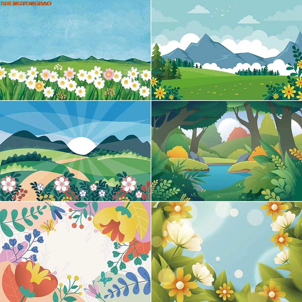 

Spring Background Photography Rural Landscape Forest Flower Photozone Backdrop Children Studio Photobooth Accessories