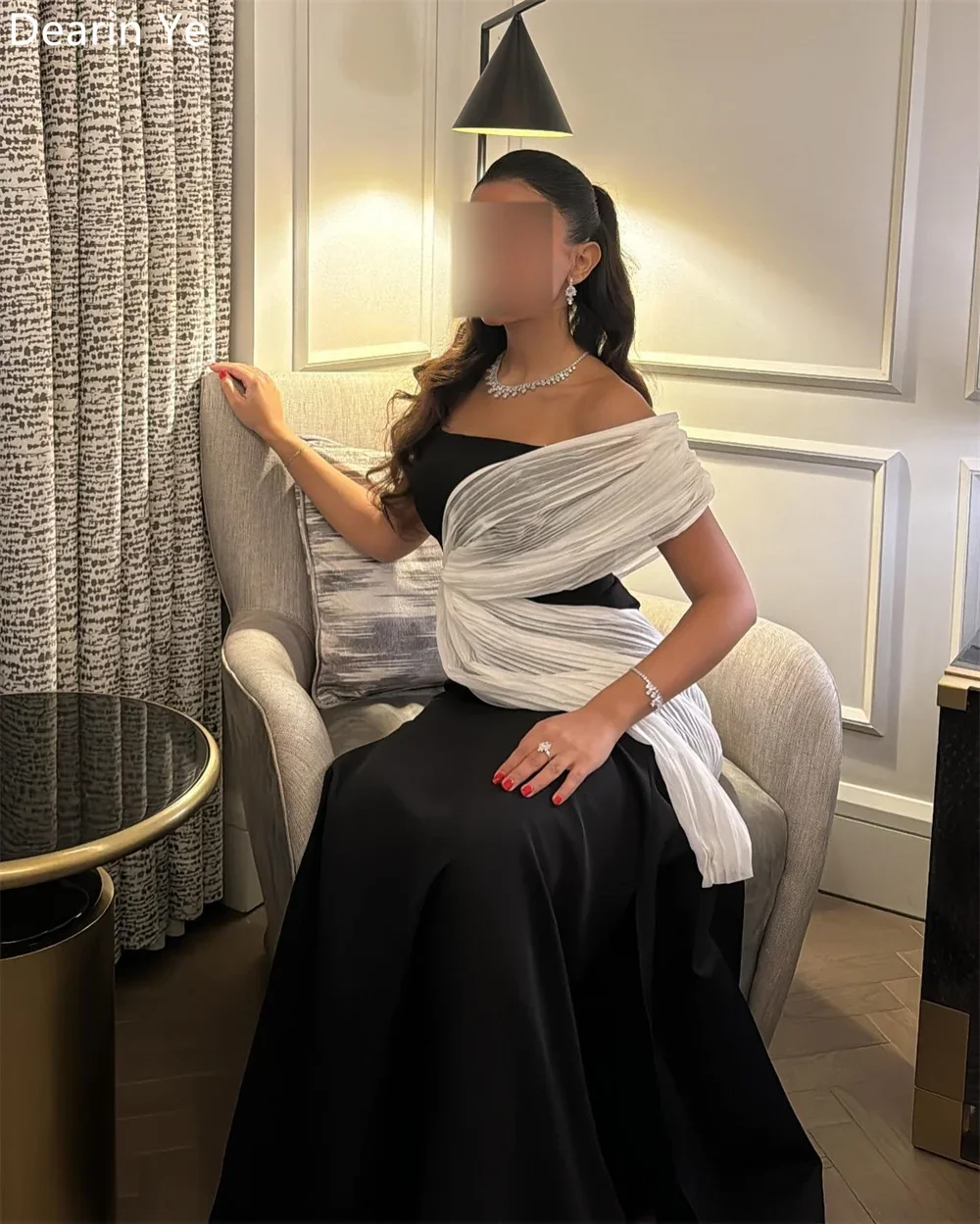 Customized Prom Gown Formal Dearin Off-the-shoulder A-line Floor Length Skirts Draped Ribbon Ruffle Bespoke Occasion Dresses Sau