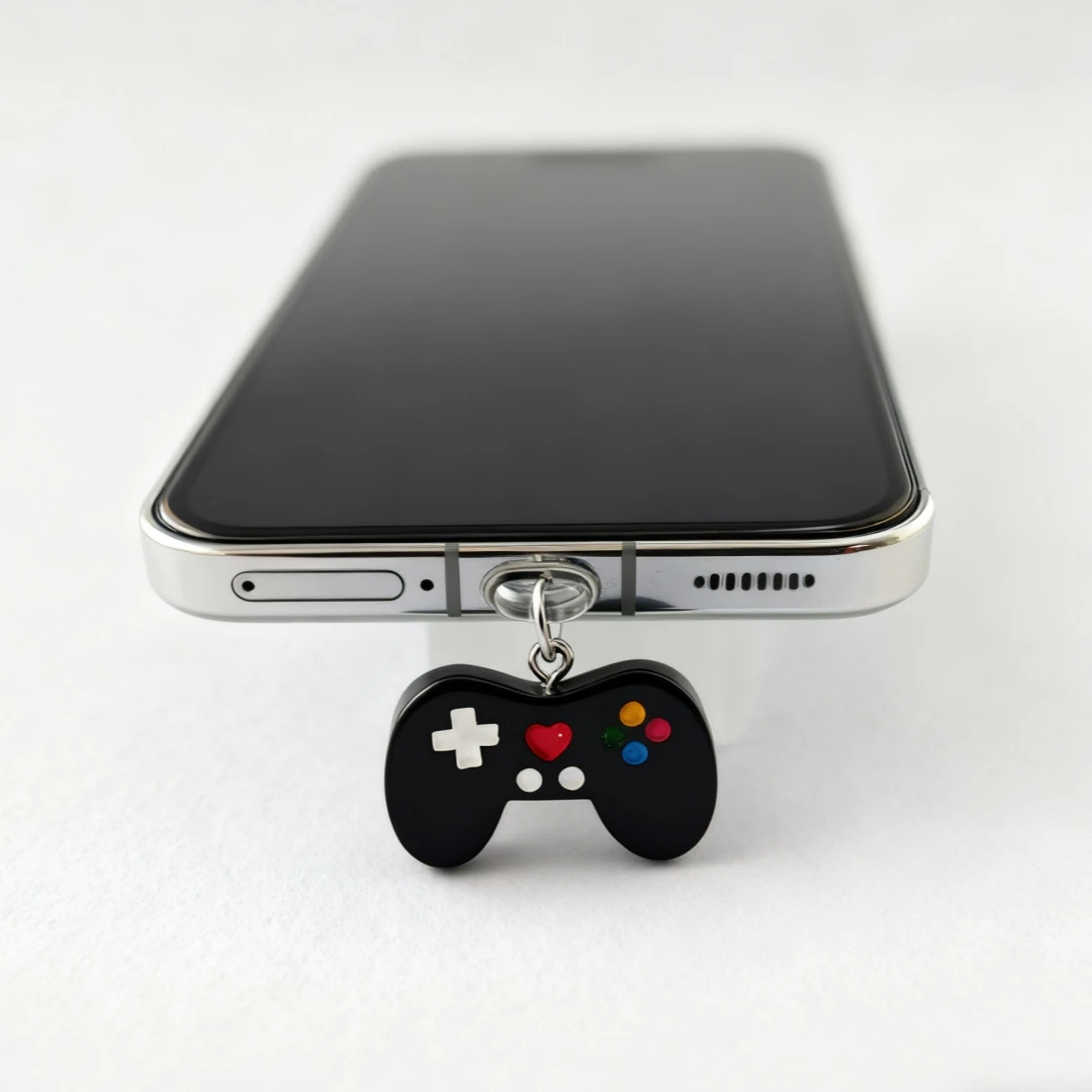 Fun Game Controller Dust-Proof Phone Charm, Exclusive Gamer Accessory, E-Sports Style Phone Decoration, Exquisite Phone Gadget, Gift Ornament for Iphone/Type-C Interface