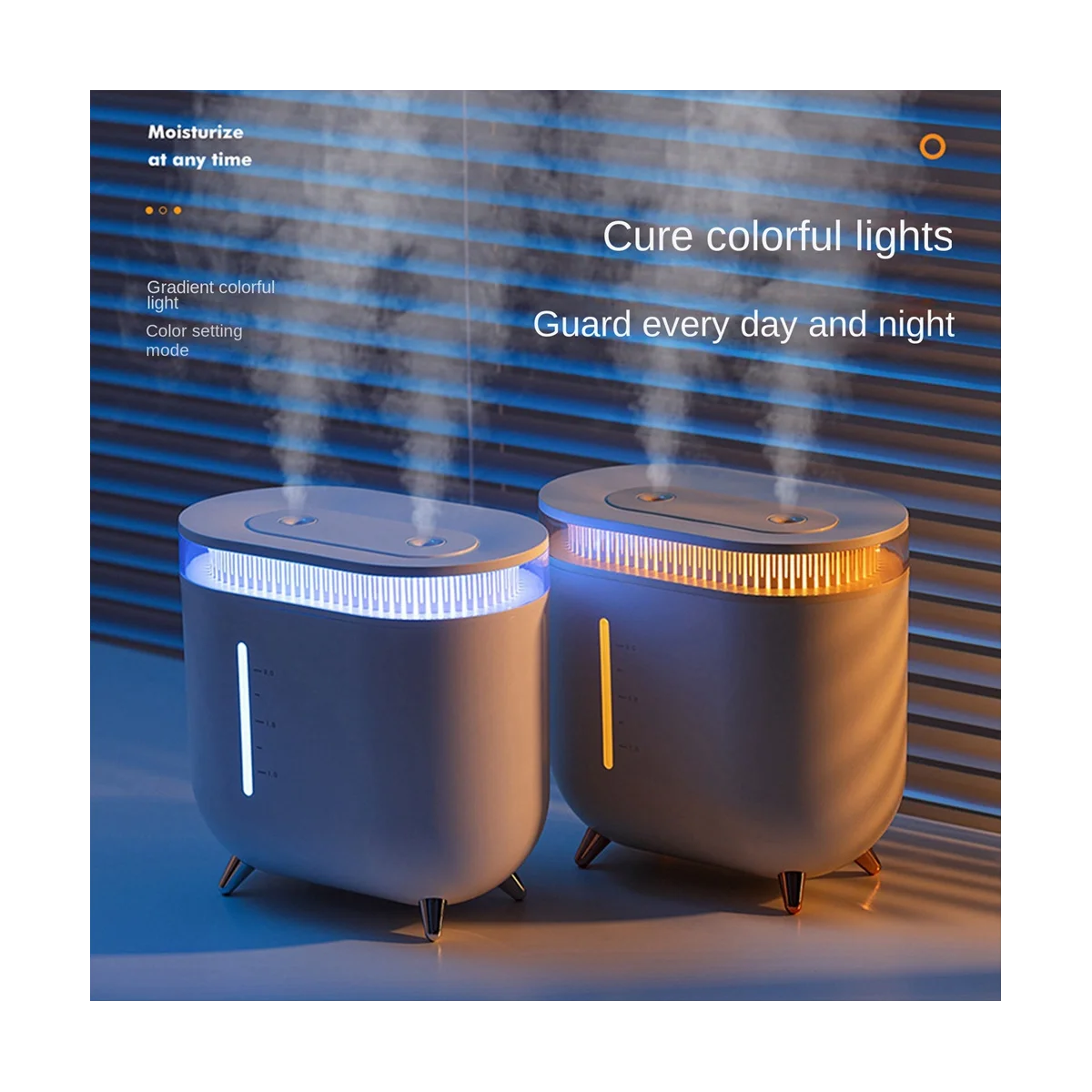 2L High Volume Air Purification Humidifier Aromatherapy Essential Oil Diffuser with Atmosphere Light for Bedroom Yellow