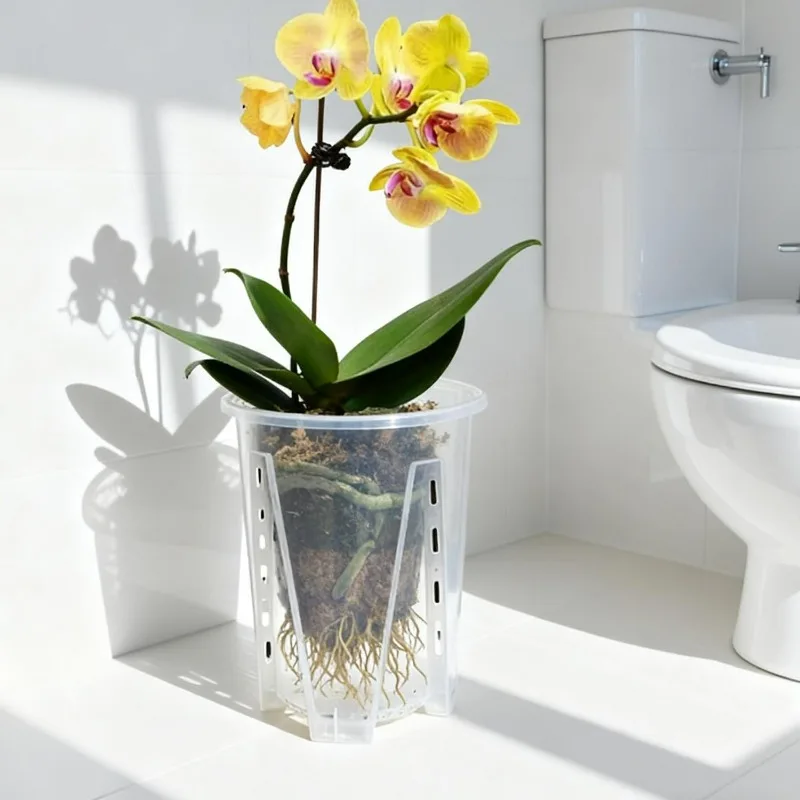 3pcs Transparent Flower Pot Plant Seedlings Breathable Pot Green Plant Planter Butterfly Orchid Flower Root Control Flowerpot