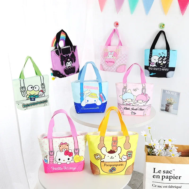 New BadBadtz-maru Canvas Cartoon Strap Series Waterproof Hand-held Storage Bag for Going Out Portable Lunch Bag Lunch Box Bag