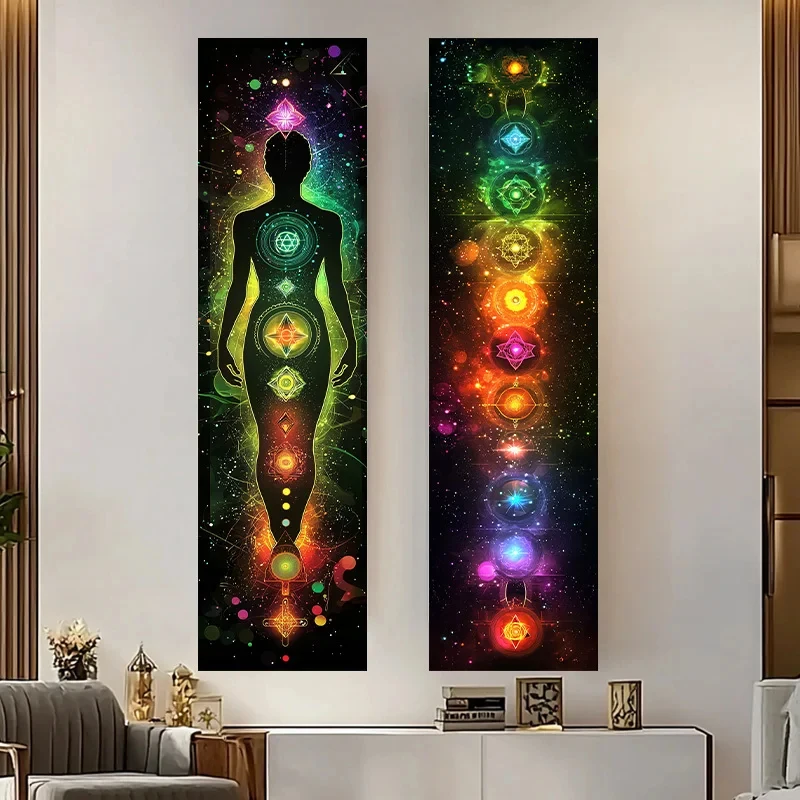 VIKAMA Chakra Energy Tapestry Yoga Meditation Wall Hanging Spiritual Aesthetic Decor for Bedroom Living Room