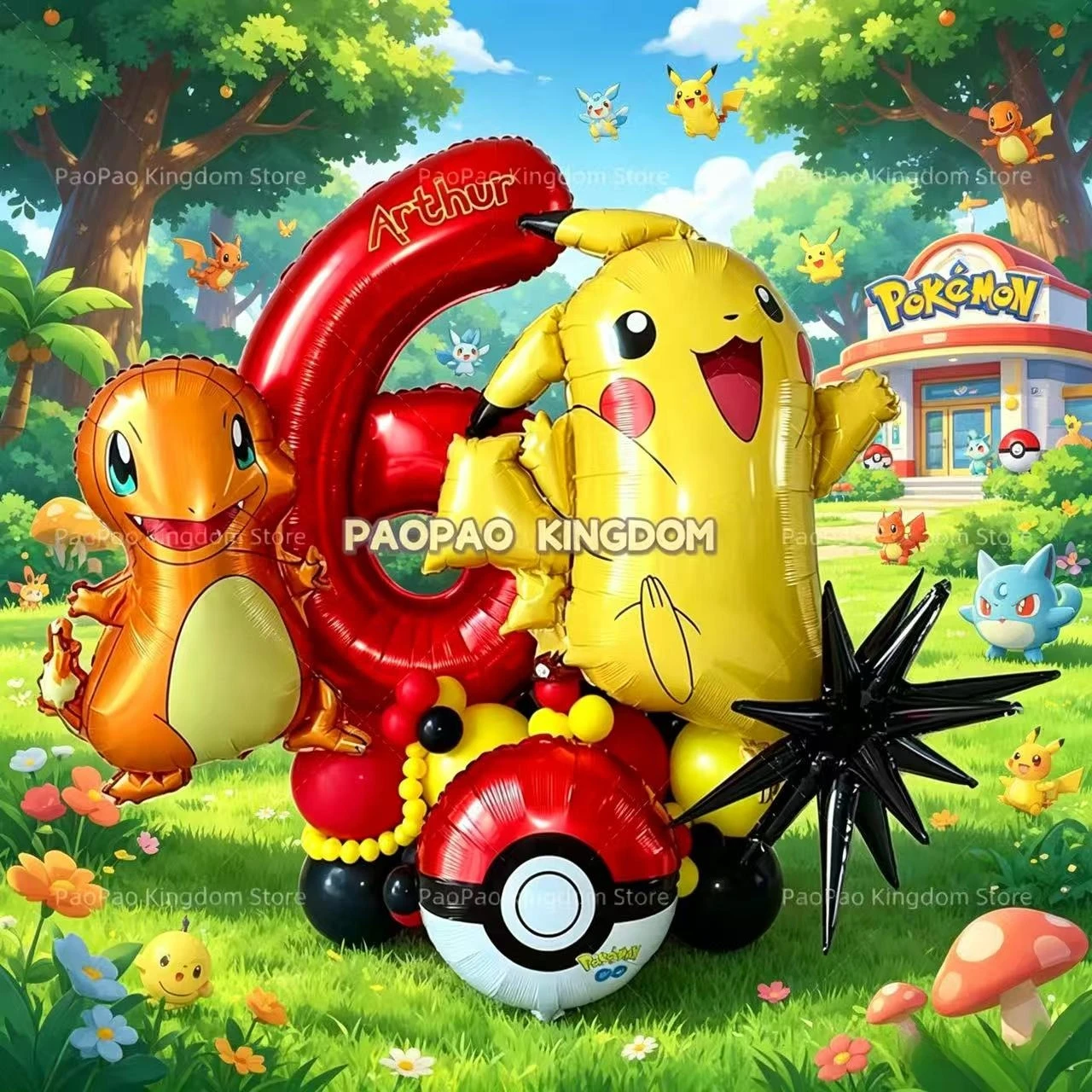 Heißer Cartoon Pikachu Ballon-Set Kindergeburtstag Party Dekorationen Partyzubehör Kit