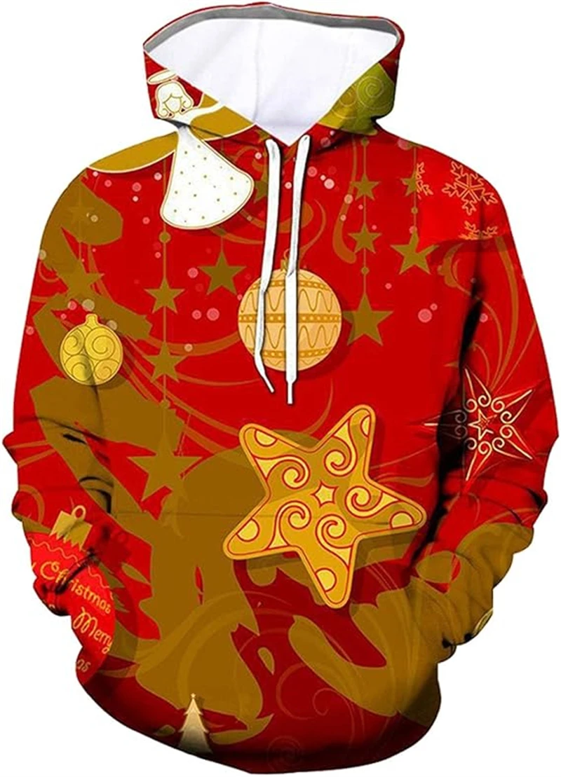 New Men's Hoodie New Year Party Christmas Graphic 3D Print Sweatshirt Men Women Clothing Fashion Antumn Pullover Plus Size Tops