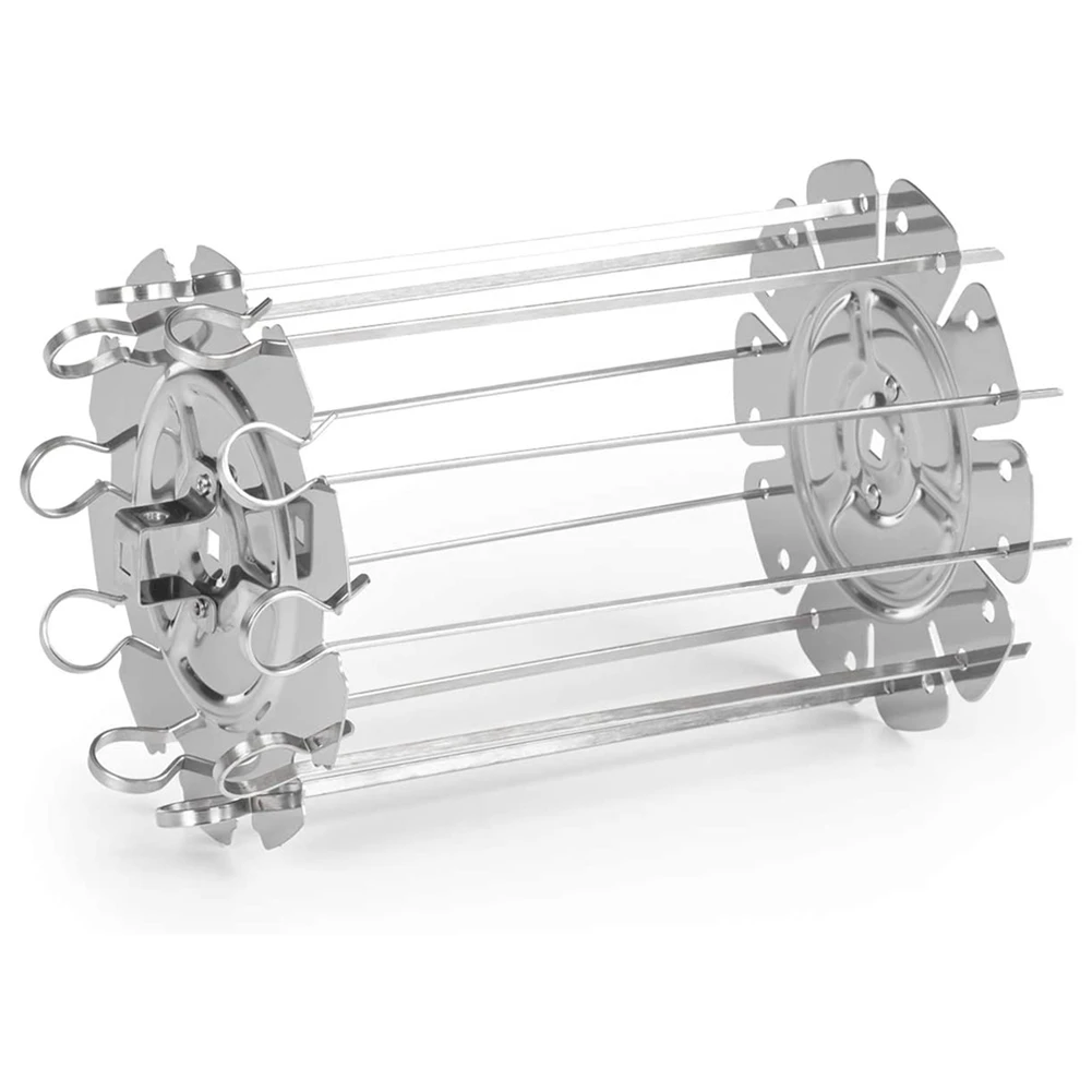 

【Hot Cake】BBQ Steel Metal Roaster Rotisserie Skewers Needle Cage Oven Kebab Maker Grill Tools