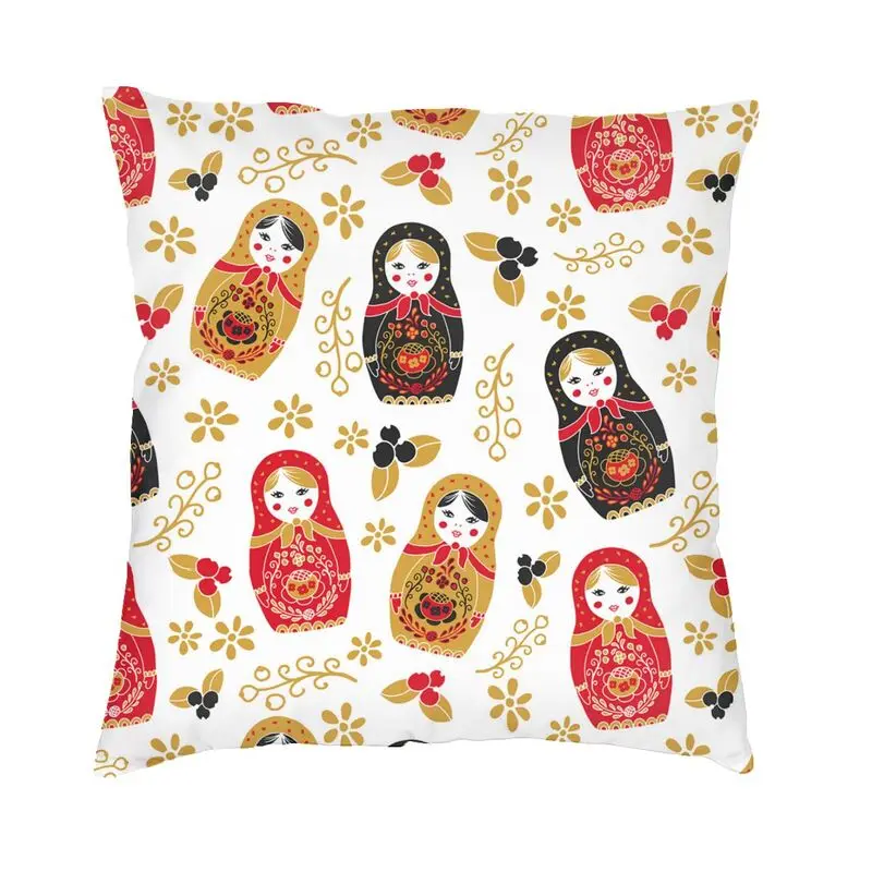 Babushka Matryoshka Russian Doll Cushion Cover 45x45cm Soft Throw Pillow Case for Sofa Car Square Pillowcase Decoration