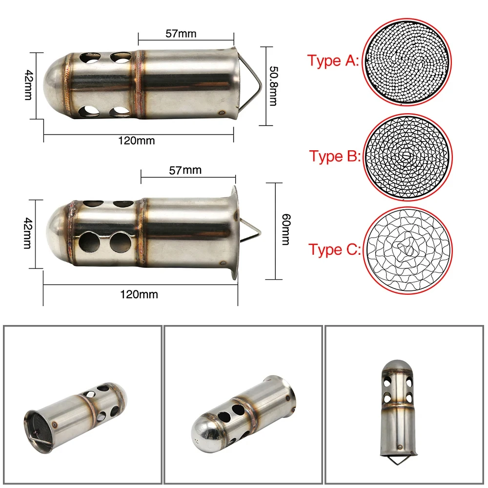 50.8mm 60mm Motorbike Universal Front Catalyst DB Killer Removable Silencer for Motorcycle Exhaust Muffler