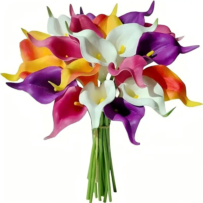 5/10 Stück Realistische Weiße Calla-Lilien für Brautsträuße, PU-Calla-Kunstblumen für Heimdekoration, Schlafzimmer, Tischdeko und Fotografie-Requisiten – Detail 1