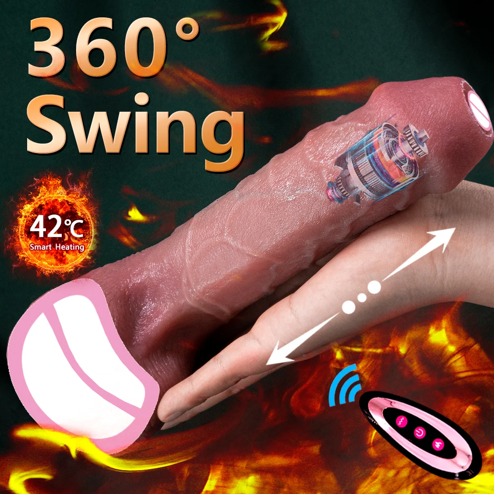 Simulated Vein Penis Remote Control Telescopic Vibrating Soft Realistic Dildo Heating Female Sex Toy Vibrator With Suction Cup