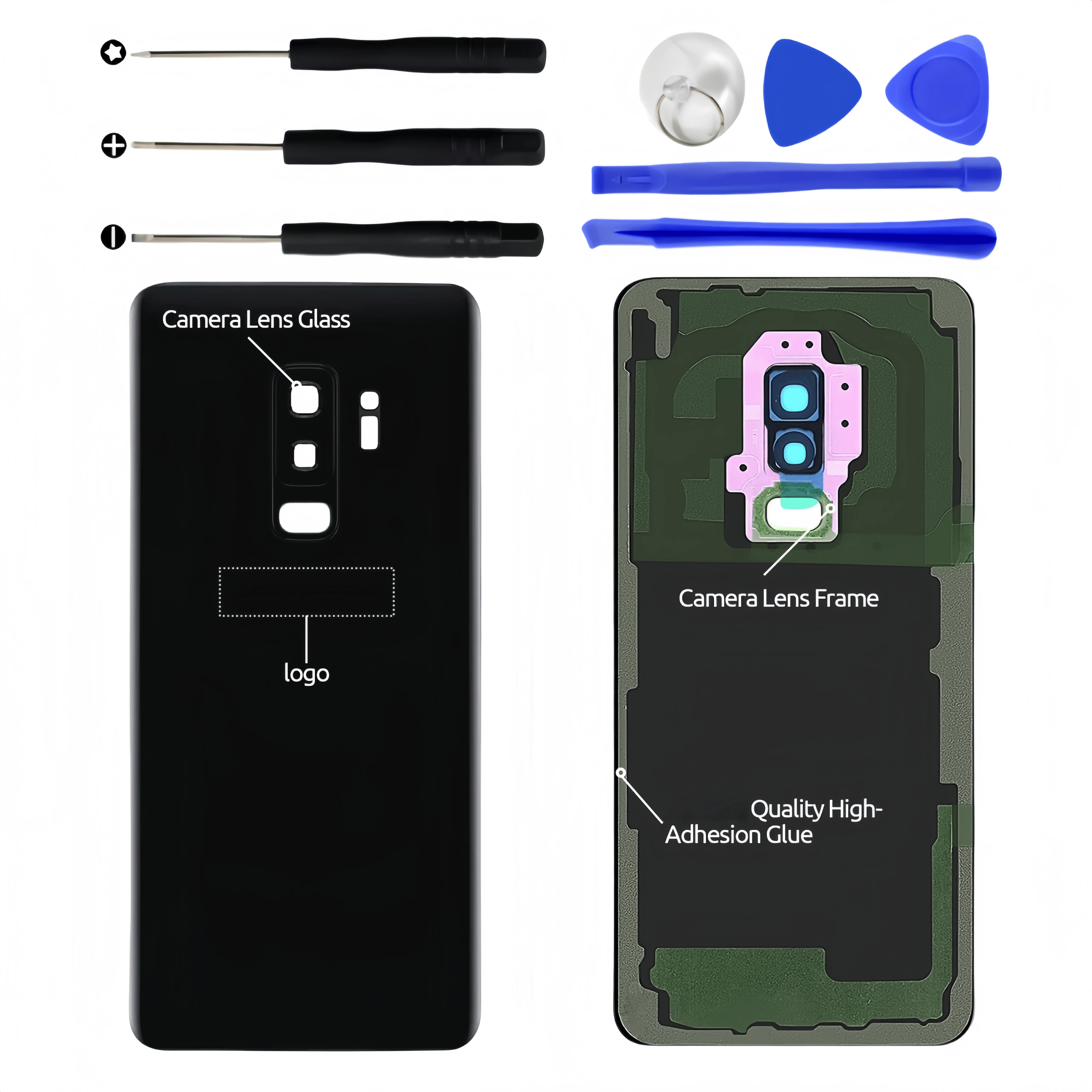 

Back Glass Replacement for Samsung Galaxy S9+ SM-G965F SM-G9650 SM-G965U1 SM-G965N SCV39 SC-03K Back Cover Rear Housing