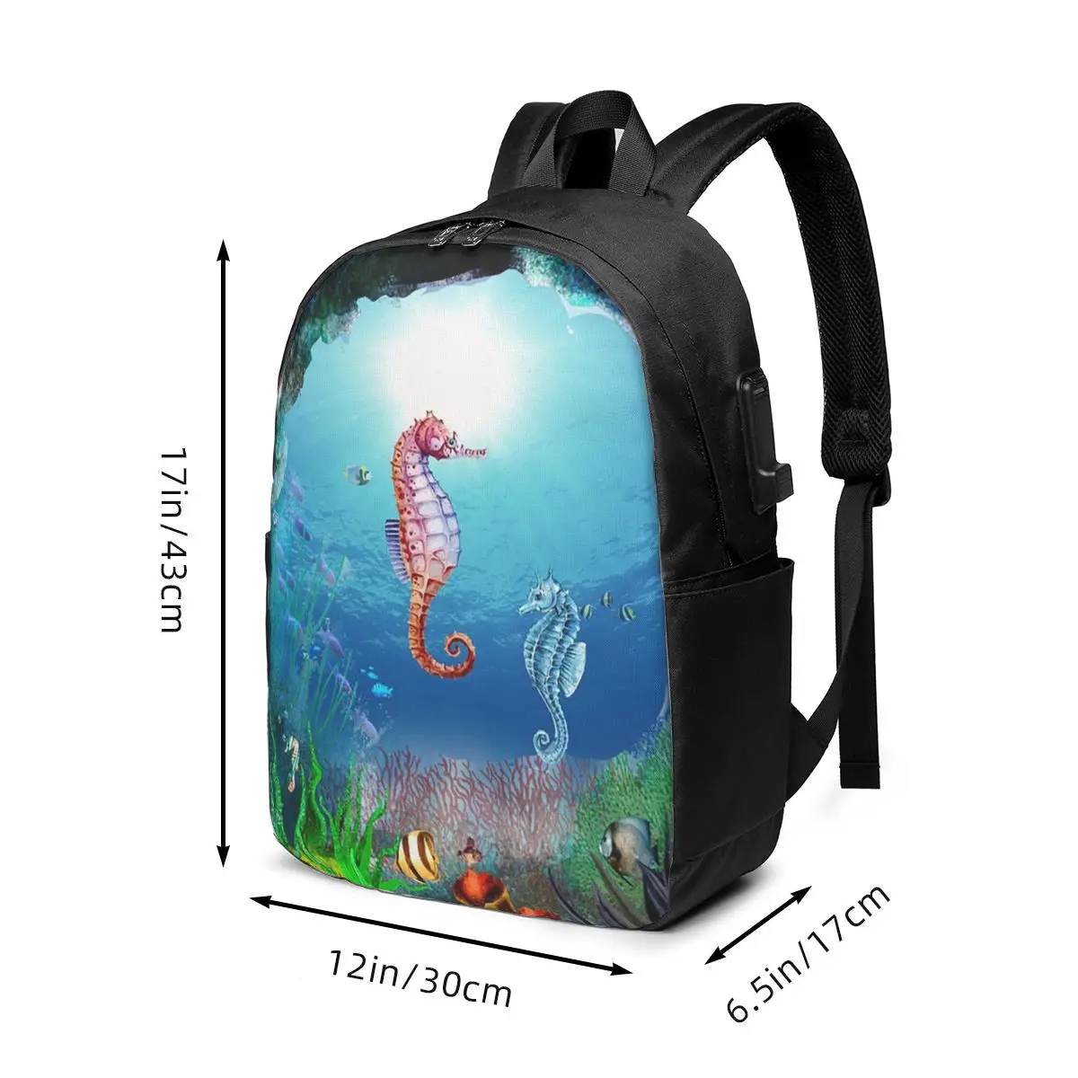 Seahorses Underwater World Backpack Travel Notebook Bag Computer College Student School Bag Laptop Shoulder Bags for Men Women