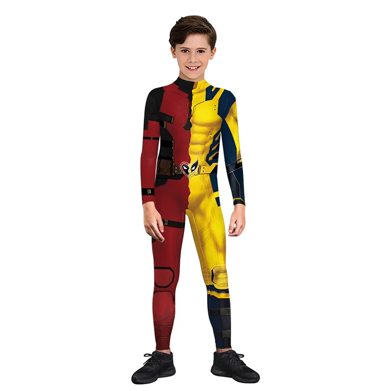 Deadpool 3 Wolverine Cosplay Traje para Meninos e Meninas, Macacão Unisex Halloween, Festa de Superherói Bodysuit, Zentai