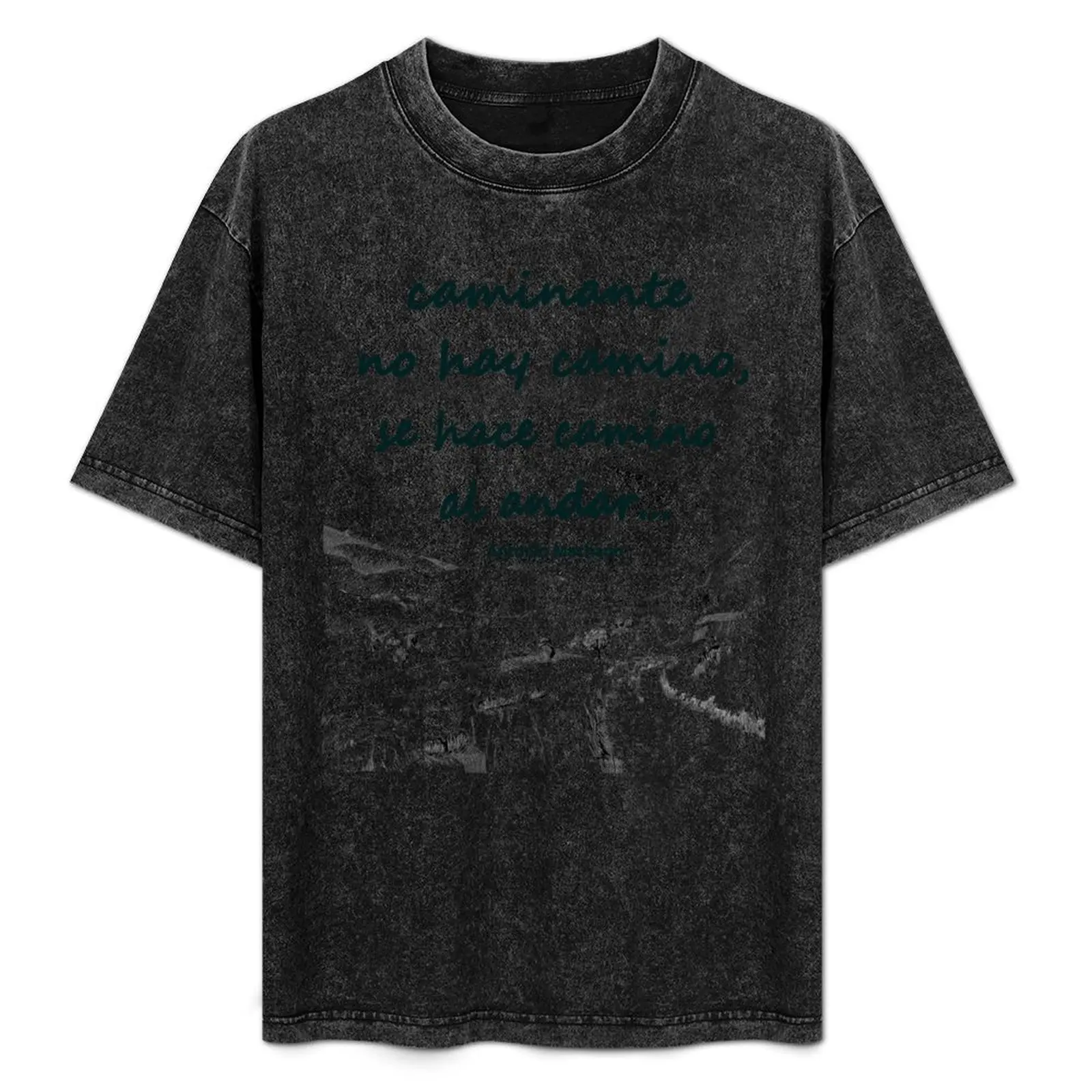 Caminante no hay camino, a versão 1 de Antonio Machado Camiseta Simples Casual de Manga Curta em Algodão