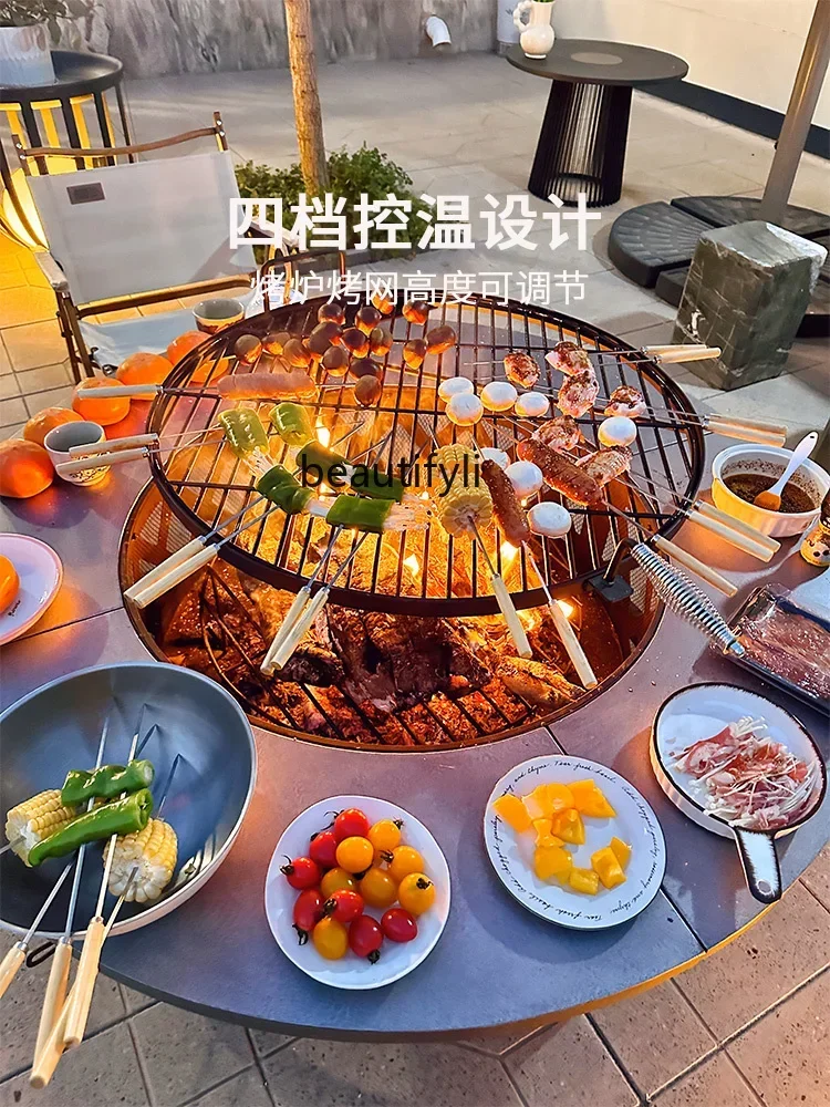 Outdoor Charcoal Oven Home Heating Firewood Stove Barbecue Table Courtyard