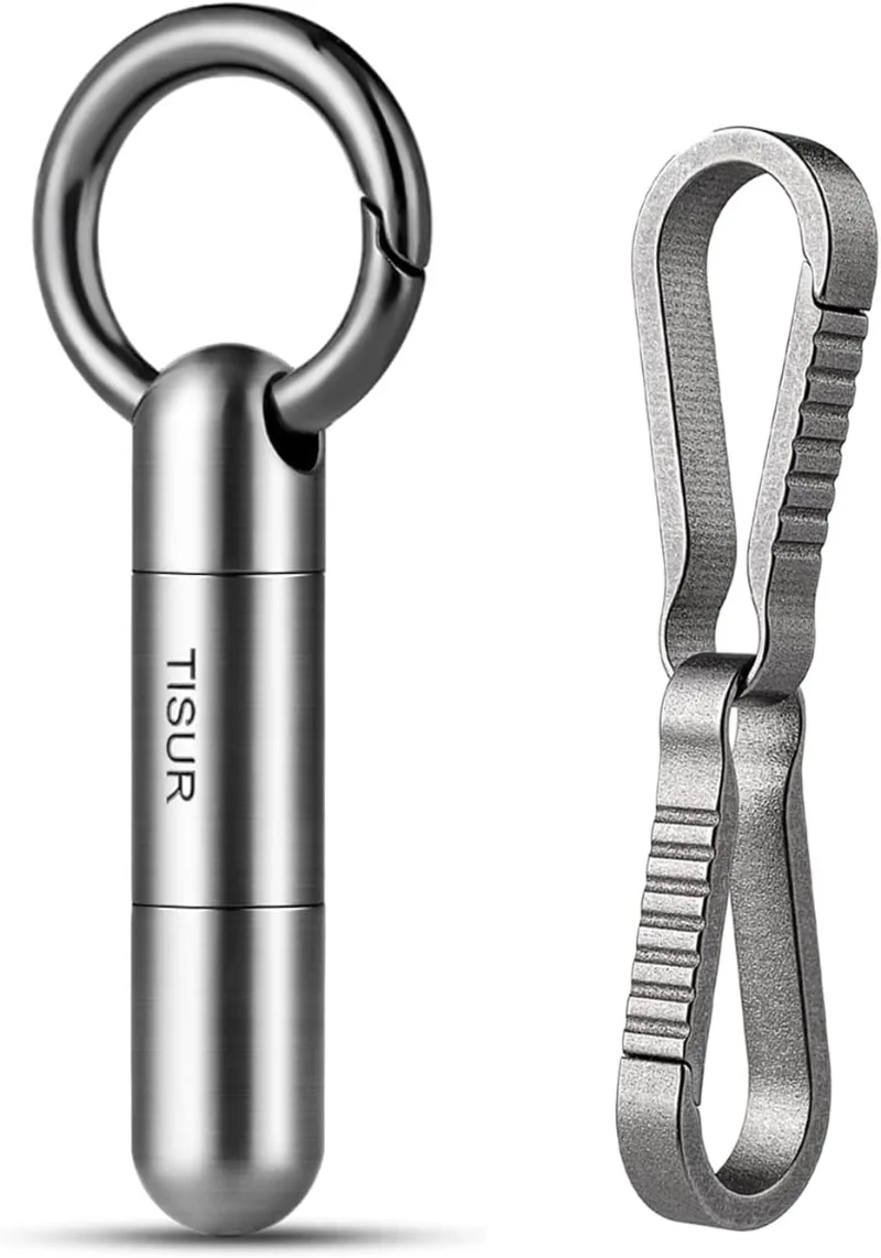 Titanium Alloy Swivel Key Ring Connector, 360° Rotatable Mini Carabiner Keychain EDC Quick Release Buckle for  Outdoor Gadget