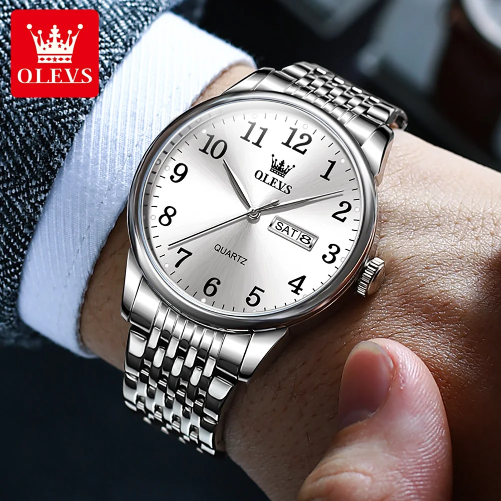 OLEVS Business Watch for Men Top Brand Luxury Man Quartz Wristwatch Stainless Steel Simple Original Men\'s Watches Montre Homme