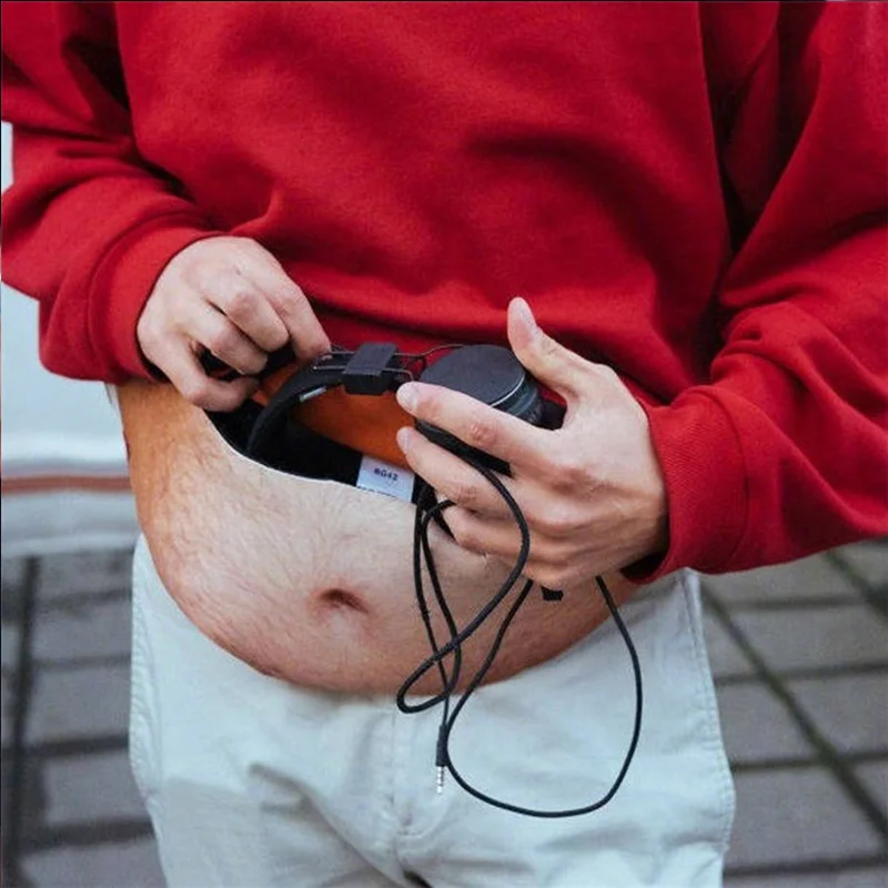 Lustige Bierbauch-Gürteltasche, innovativer, realistischer, verstellbarer, multifunktionaler Sport-Hüftbeutel – Detail 8