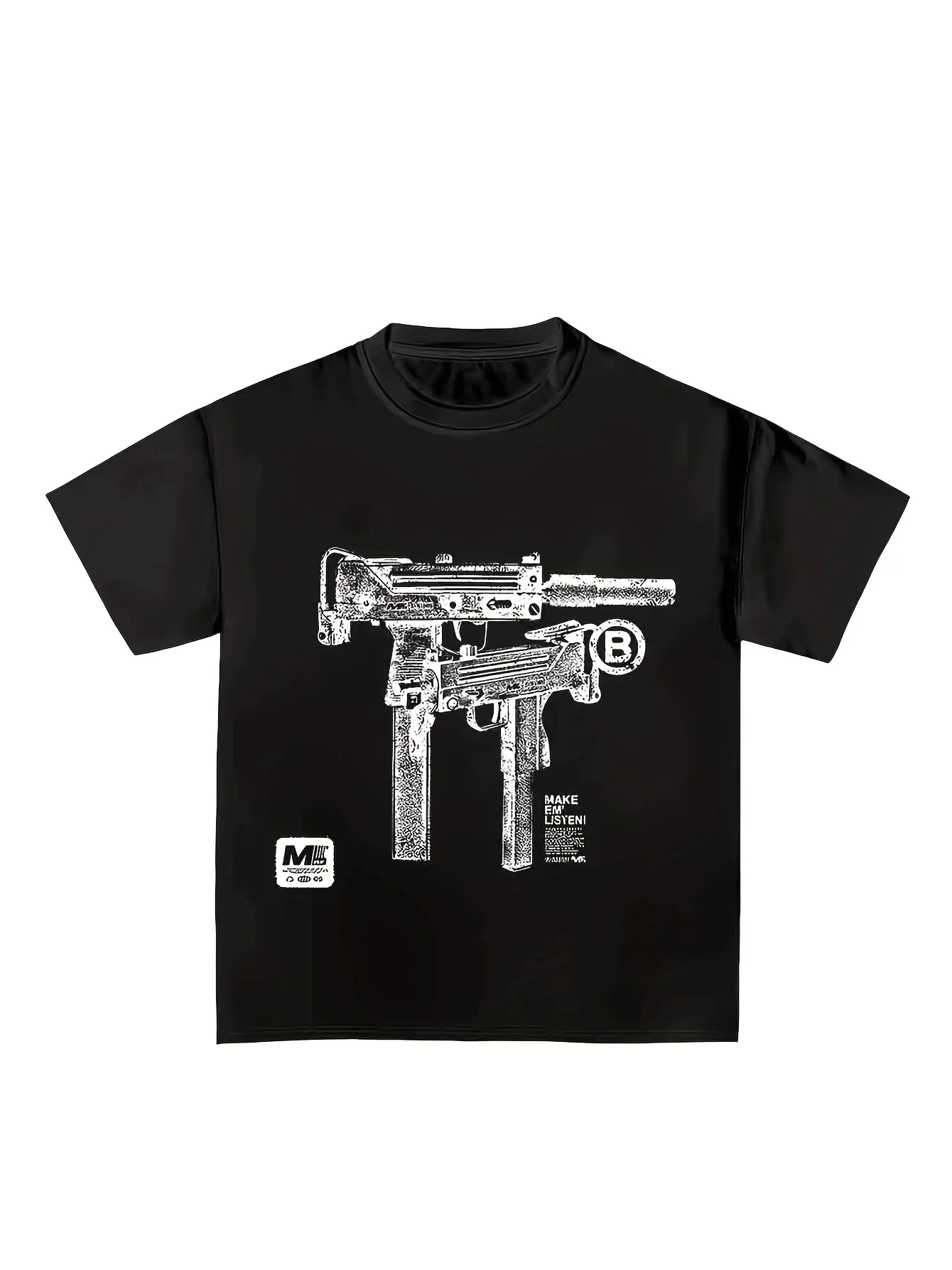 Men  Summer New Product T-shirt with Gun Pattern  Loose Fit  100% Pure Cotton Soft Material  Suitable for Daily Casual Wear