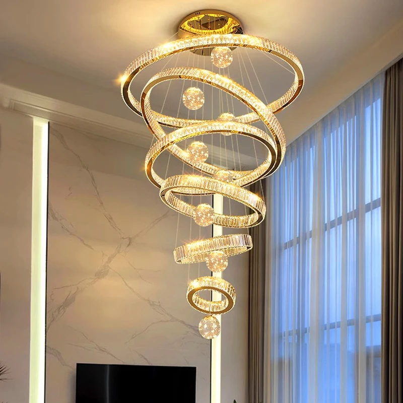 Imagem -06 - Modern Crystal Chandelier For Home Decoration Stair Pendant Lamp Living Room Pendant Lights Iluminação Interior