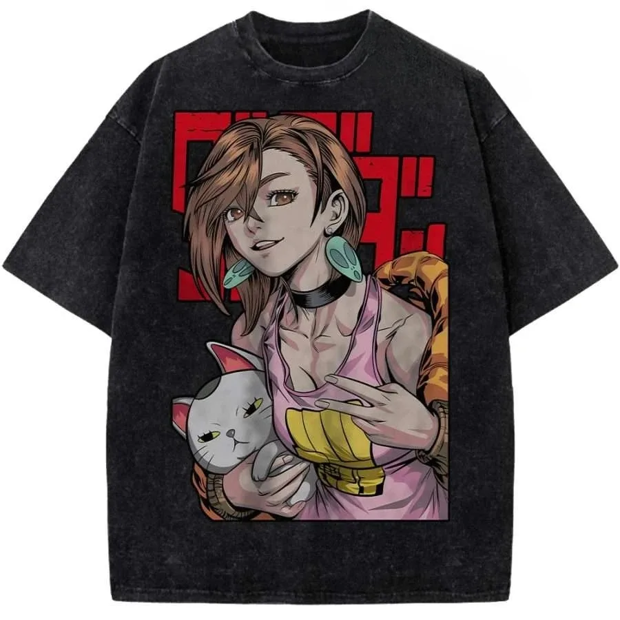 مومو أيأسه توربو الجدة أنيمي Dandadan الرجال النساء قصيرة الأكمام تي شيرت ريترو غسلها تيز عادية القطن المتضخم Harajuku القمم #1