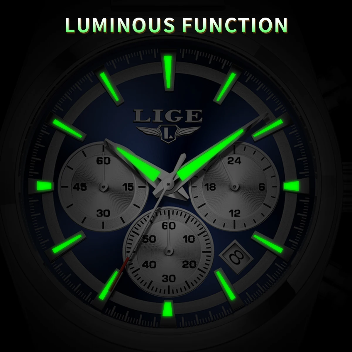 ใหม่ LIGE ควอตซ์ชายนาฬิกาสุภาพบุรุษธุรกิจสแตนเลสสตีล Auto วันที่นาฬิกากันน้ําสําหรับชายของขวัญกล่องสุ่ม