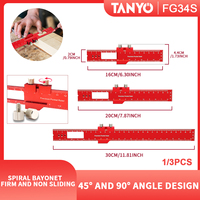 1/3Pcs  Precision Pocket Woodworking Ruler Inch and Metric T-Track Marking Tool with Slide Stop for Carpentry, DIY Projects