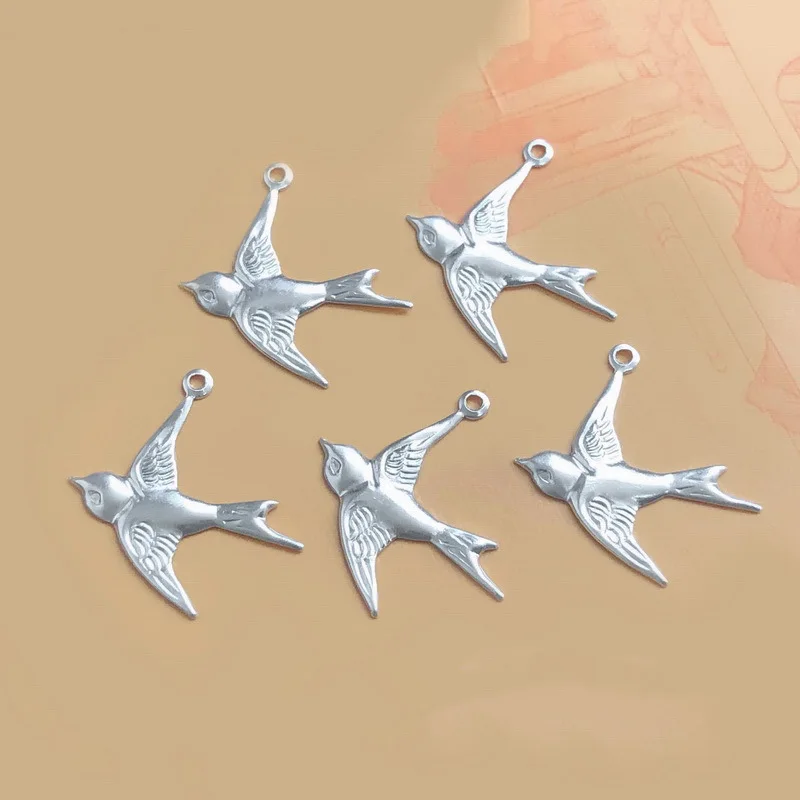 925 Sterling Silver Bird Charm Happy Flying Free Bird, Happy Sparrow DIY Making CharmEarring Bracelet Necklace Accessories