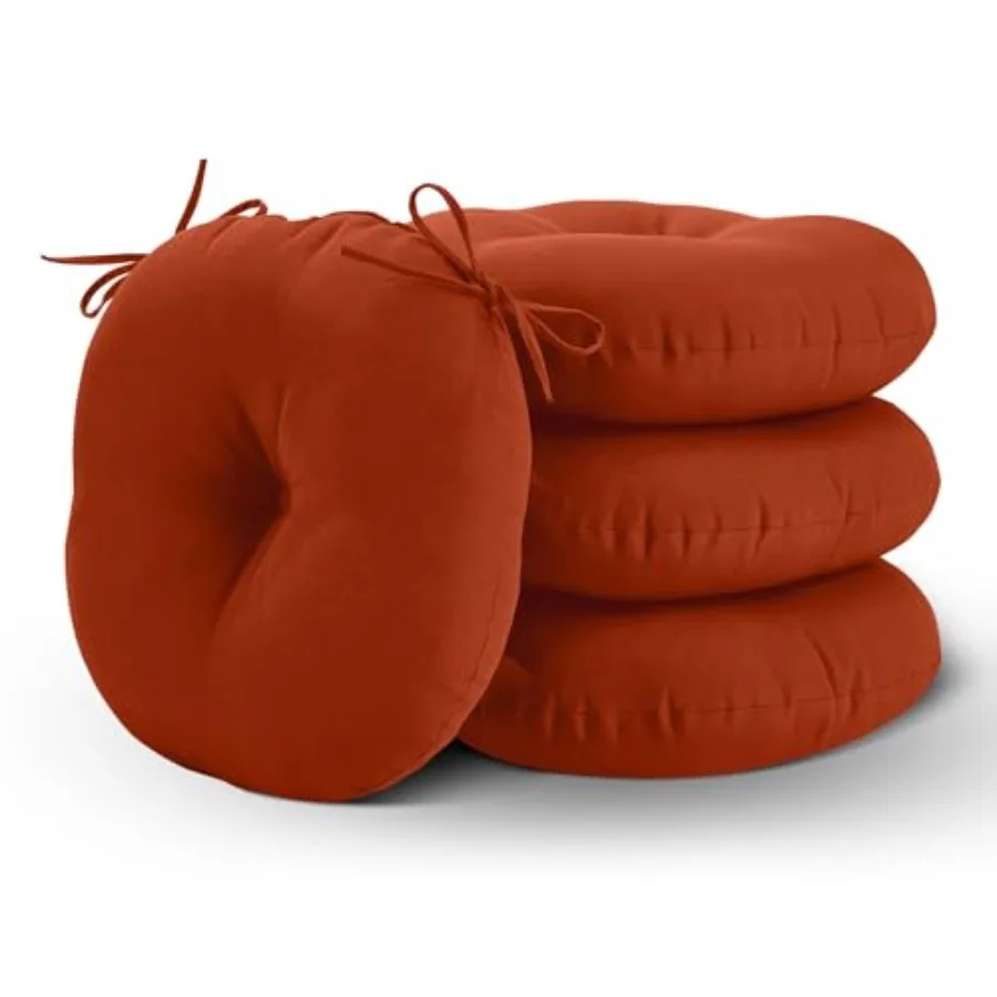 

Комплект из 4 круглых уличных подушек для стульев, стеганые подушки для бистро-стульев с завязками, утолщенные круглые подушки для сидений для садовой мебели 1