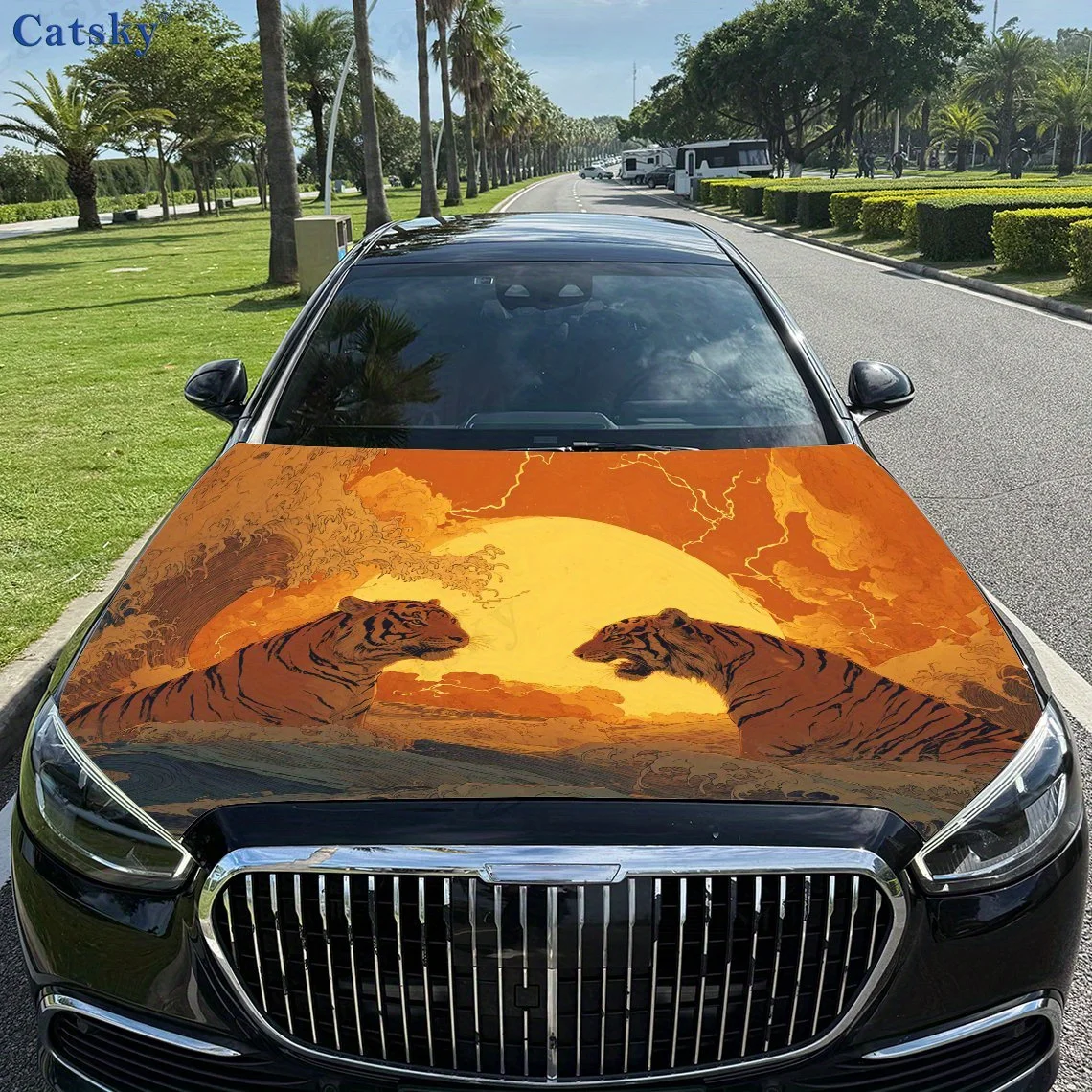 Two Tigers ar Vinyl Wraps - Suitable For Most Engine Hood,Bubble-free Design,Waterproof,Cleanable And Convenient Durable Car PVC