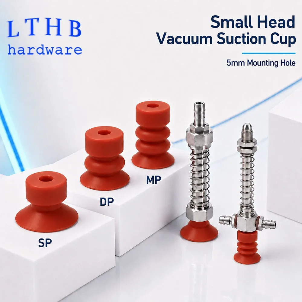 Pneumatic Suction Cup Small Head Sucker Red Silicone Rubber 5mm Mounting Hole for Injection Molding Machine Manipulator Parts