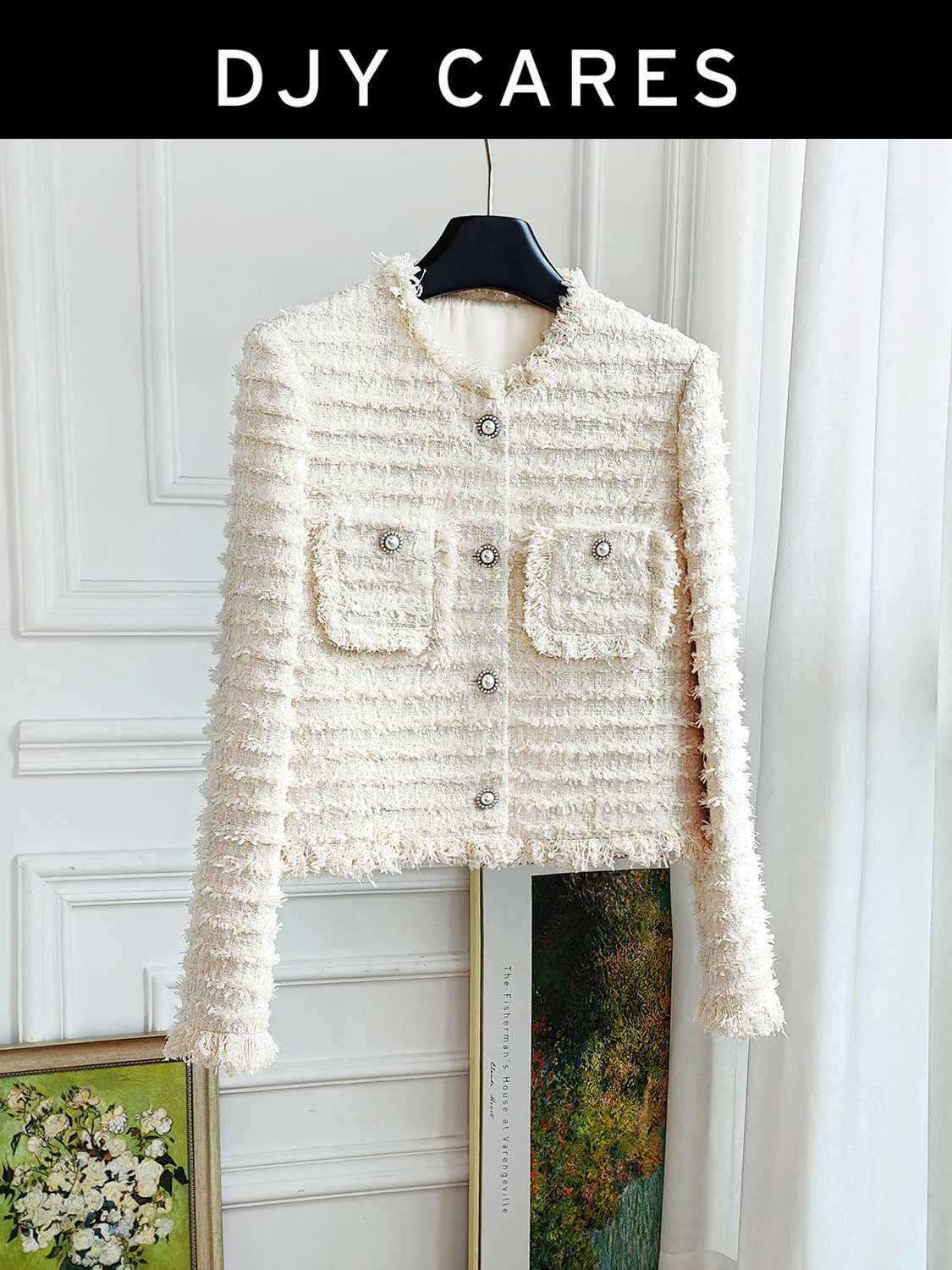 New Exquisite butterfly gauze tassel white floral coat versatile top big  size