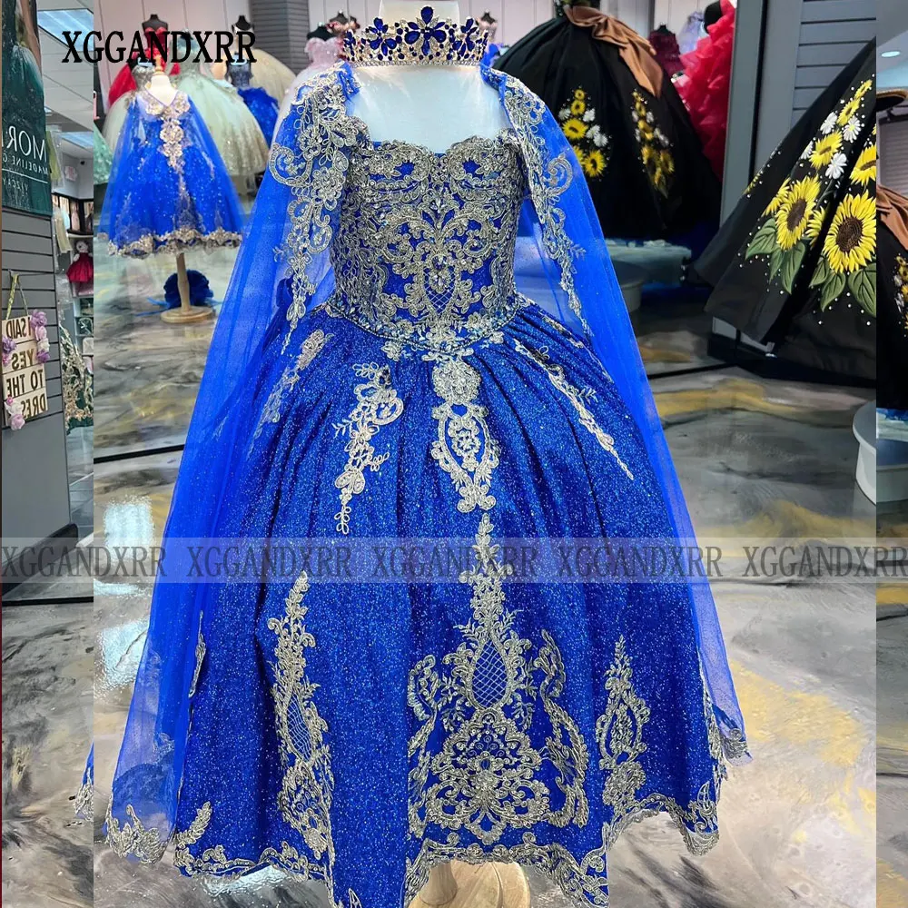 Königsblau Blumen mädchen Kleid funkelnde Pailletten Mini Quitte Geburtstags feier Kleid Hochzeit formellen Festzug Miss Tochter Prinzessin