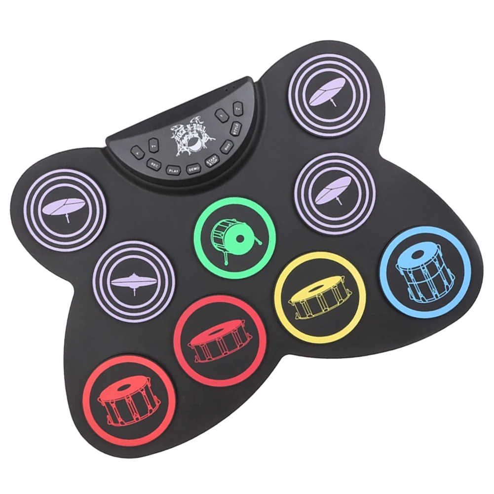 Roll Up Drum Practice Pad 9 Pads Tabletop Drum Set Pedal Controller USB Touch Sensitivity Great Holiday Birthday Gift for Kids