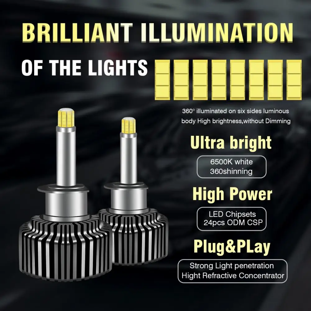 DC 9-30V 2Pcs Solid H1 H8 9006 9012 Headlight Bulb IP68 Waterproof Car Headlight Convenient   for Car