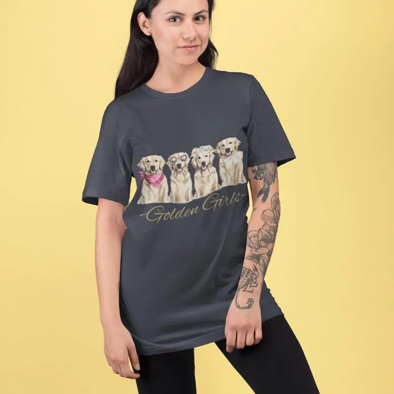 

Футболка для девочек «Золотистый ретривер», стильная футболка для любителей собак с цветочным дизайном, модная одежда для собак и мам