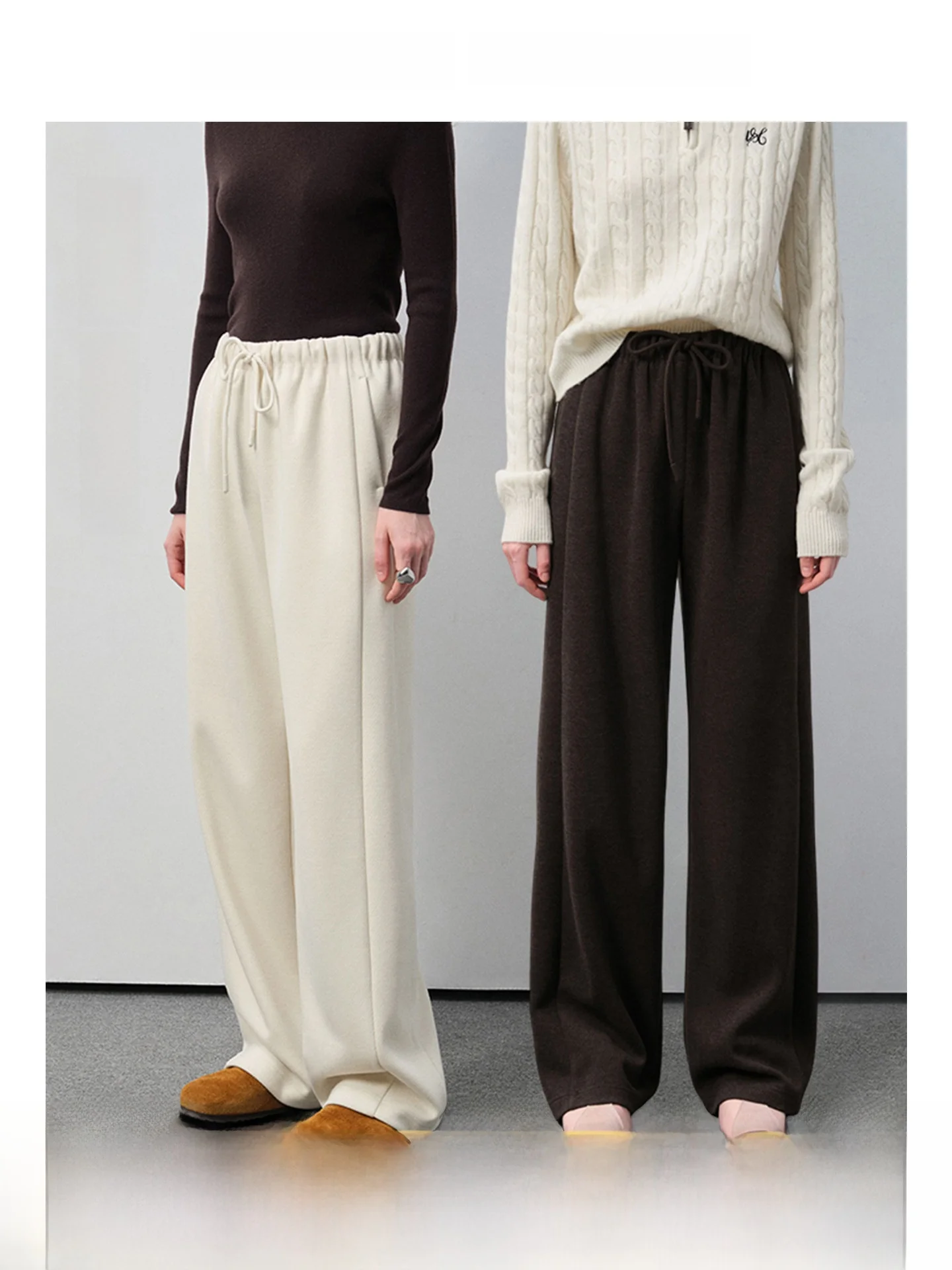 

Loose High Waist Wide Leg Casual Pants Elastic Waist plus Size Women's Faion Spring Season Straight Cut Versatile plus Size...