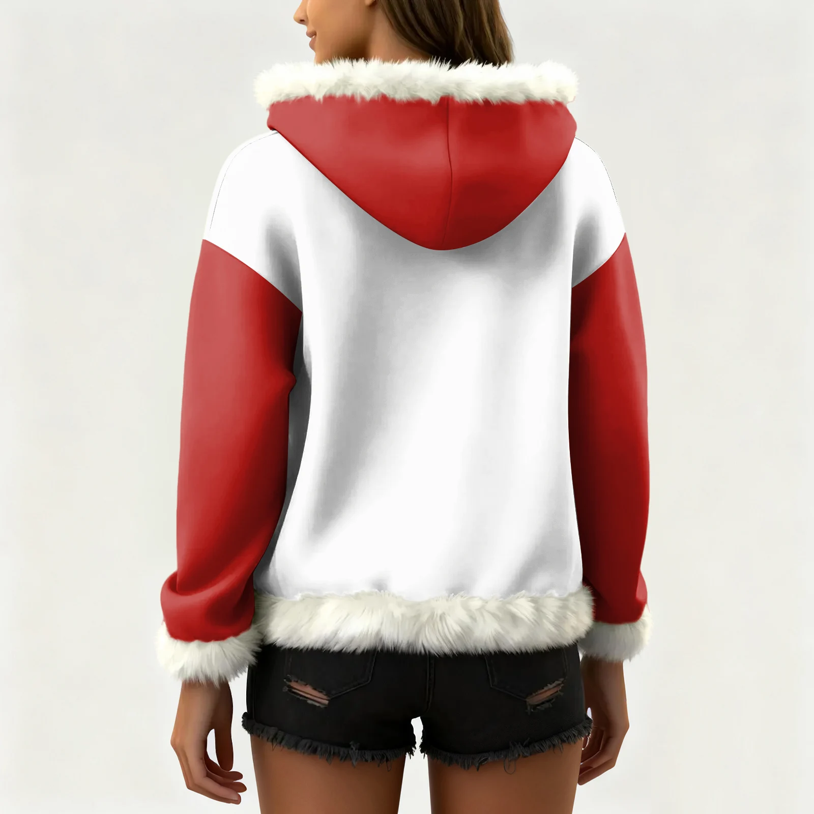 เสื้อฮู้ดลำลองพิมพ์ลายคริสต์มาสสำหรับผู้หญิง เสื้อผ้าผู้หญิง เสื้อผ้าฤดูหนาว โรปา อินวีเรโน มูเฮร์