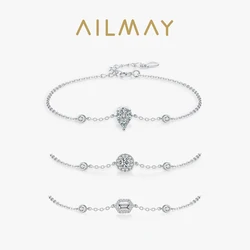 Ailmay 2024 New Design 925 sterling Silver Fashion Water Drop Geometric Design Chain Bracelet For Women Wedding Fine Jewelry