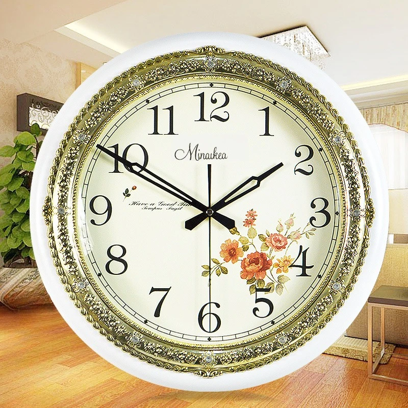 

Современные большие пасторальные бесшумные стены для гостиной, европейские модные антикварные кварцевые современные простые креативные часы