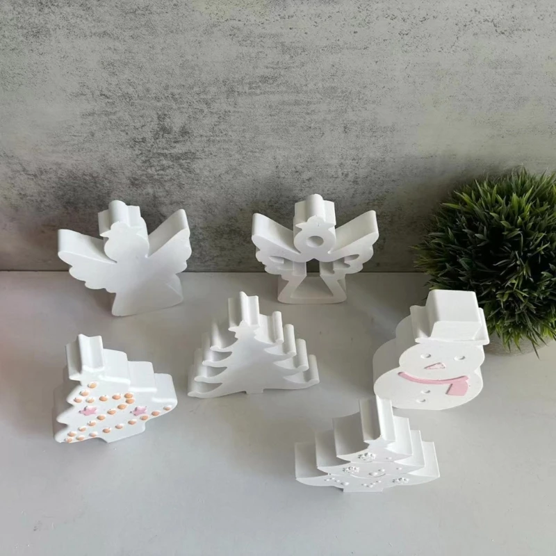 KX4B 6Pcs Christmas Theme Molds for Candle, Home Decoration, Christmas Tree Snowman Silicone Molds for Epoxy Resin