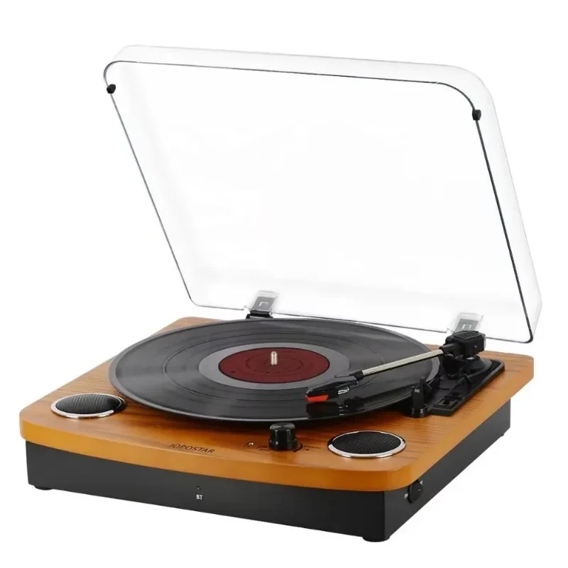Vintage-Style Hi-Fi Turntable Player 2024 Model with 3 Speeds and Wooden Vinyl Record Music System, Bluetooth/USB/SD Play - Image 5