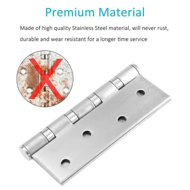 4 Inch Stainless Steel Heavy Duty Ball Bearing Hinges, 100X78mm Universal Door Hardware For Home Cabinet Furniture Fitting