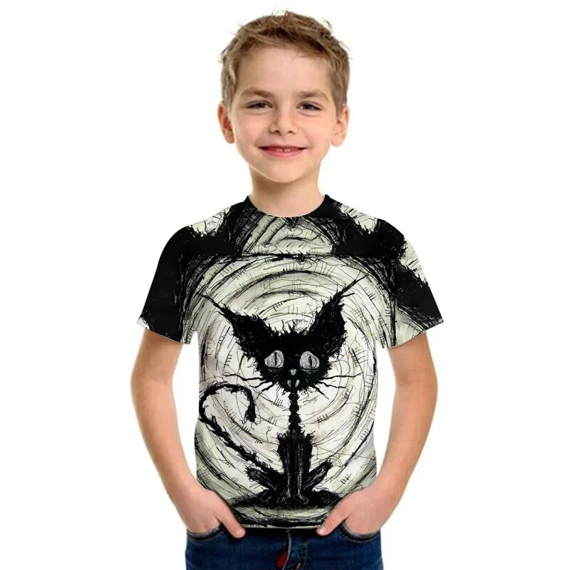 Funny Monkey Face T-Shirts for Boys Girls Harajuku Streetwear Summer Short Sleeve Children Clothes Animals Cartoon Kids T Shirts