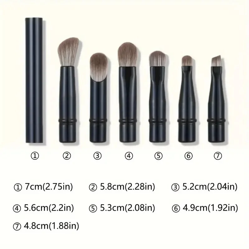 Ensemble de mini pinceaux de maquillage 6 en 1, poignées amovibles, brosse de voyage, contour, correcteur, fard à barrage, pinceaux de maquillage à double extrémité avec boîte