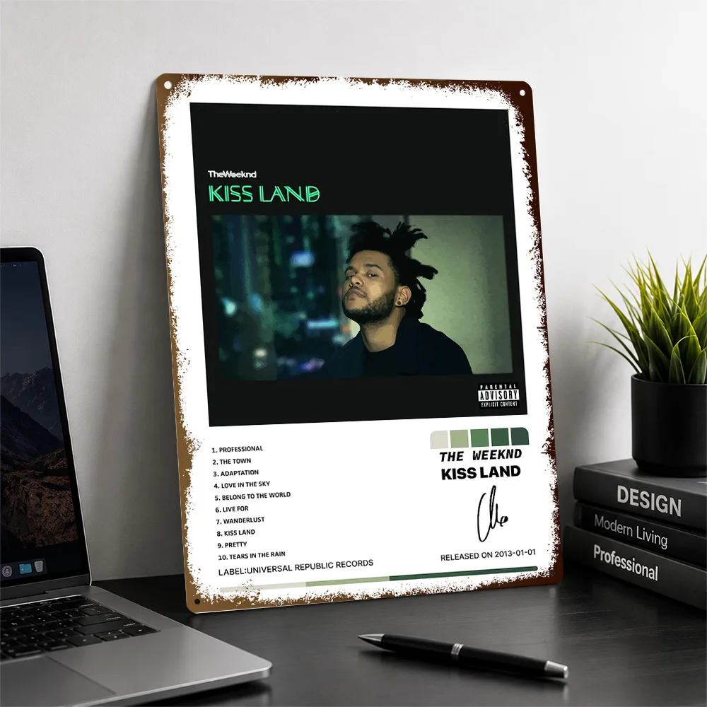 The Weeknd Kiss Land Album Cover Aluminum Poster Graphic Wall Art For Listening Room Customized Metal Sign Housewarming Gift